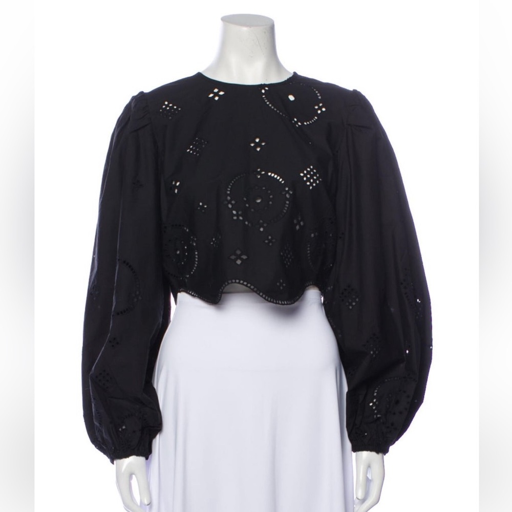 Ganni black Lacey crop top NWT